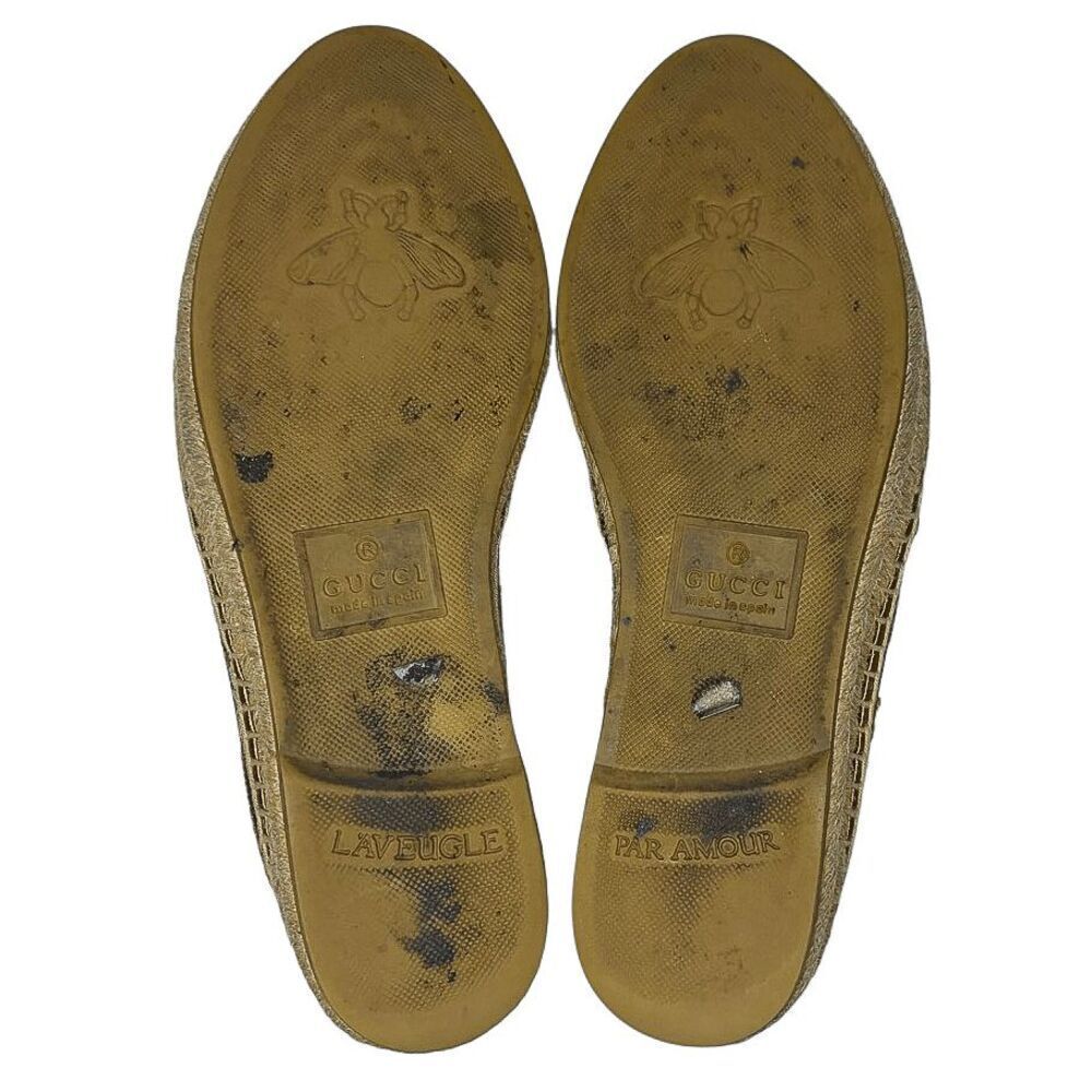 Gucci GG Logo Lamé Canvas Espadrilles Brown Bronze Metallic Logo Flats 37.5 - Picture 9 of 10